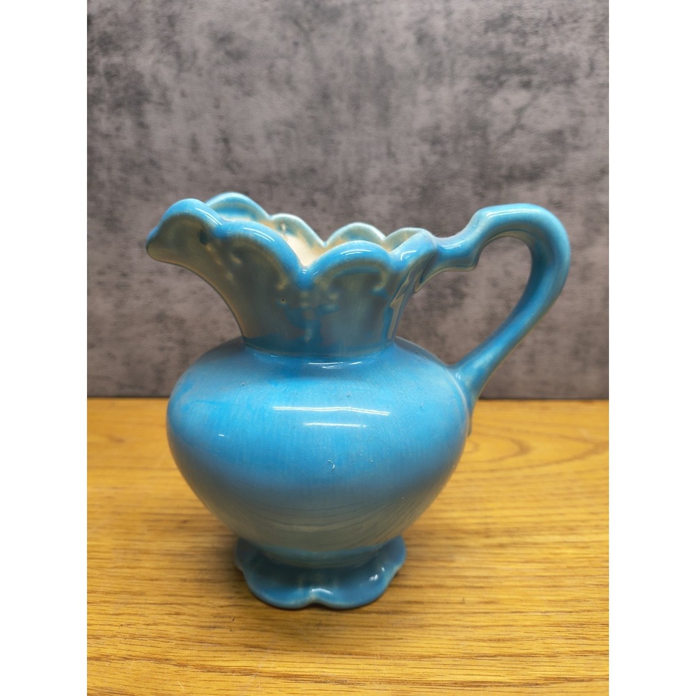 Vintage Blue Glazed Ceramic Creamer/Mini Pitcher